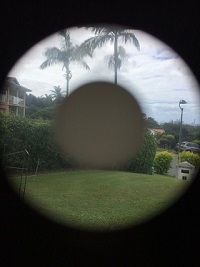 Shows simulation of central vision loss