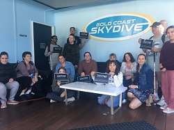 a Group photo taken of skydiving participants before they went for their skydive jump